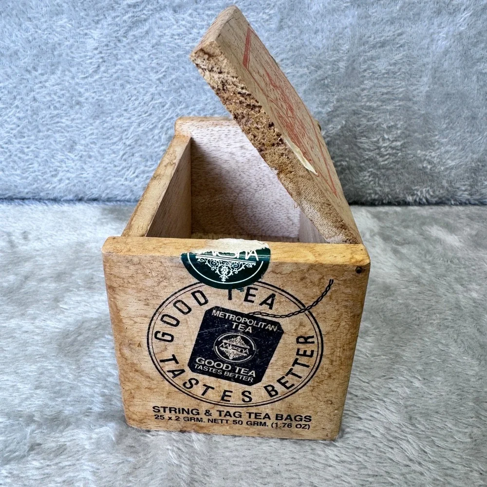 Vintage Pineapple Tea‎ Wooden Box Ceylon Tea Metropolitan Tea Advertising